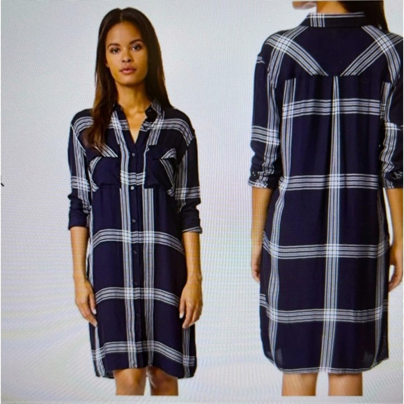Rails Dresses & Skirts - Rails Dawson Plaid Shirt Dress, Medium, Indigo/Ivory, Comfy Throw On Lightweight